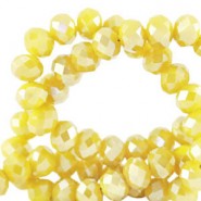 Top Facet kralen 6x4mm disc Sunburst yellow-pearl shine coating